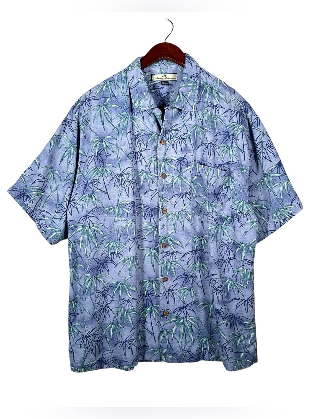 TOMMY BAHAMA Vintage Silk Bamboo Tree Print Button Down Camp Shirt